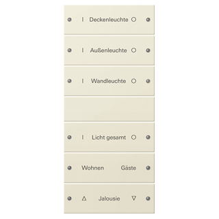 GIRA 220601 Wippenset 6f (3+3) beschr. System 55 Cremeweiß(lack.)