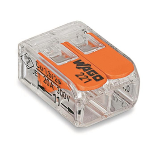 WAGO 221-412 Compact-Verbindungsklemme 2 x 0,14 - 4,0 qmm transparent (100 Stück)