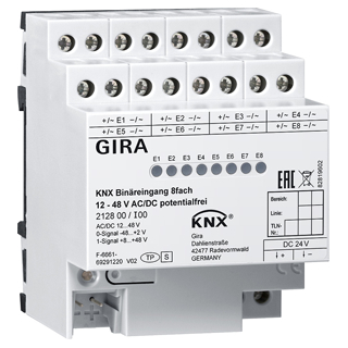 GIRA 212800 Binäreing. 8f 12 - 48 V AC/DC pot.frei KNX REG