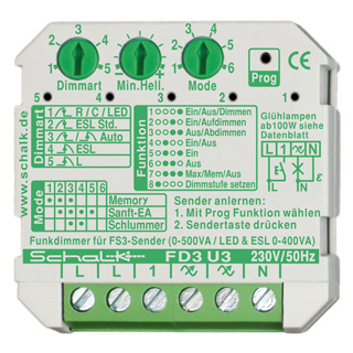 Schalk FD3U39 Funk-Universal-Dimmer 230V AC (UP), Fx3smart, auch f. LED