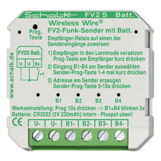 Schalk FV2S0B Funk-Sender mit 4 Eingängen 3V DC, inkl. Batt. (UP)