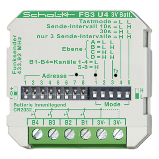 Schalk FS3U4B Funk-Sender 4-Kanal 3V DC (UP), inkl. Batterie