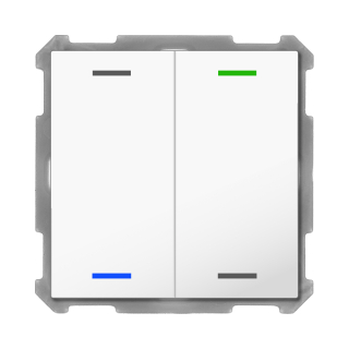 MDT BE-TAL63T2.01 KNX Push Button Lite 63 2-fold, RGBW, neutral, with temperature sensor, studio white glossy finish