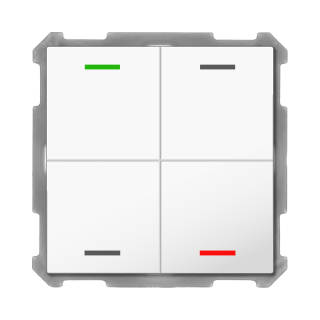 MDT BE-TAL63T4.01 KNX Push Button Lite 63 4-fold, RGBW, neutral, with temperature sensor, studio white glossy finish