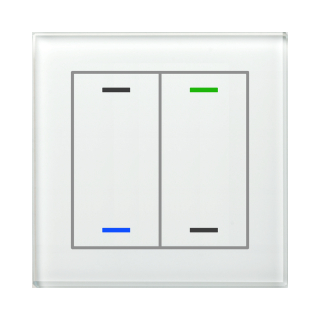 MDT BE-GTL2TW.01 KNX Glass Push Button II Lite 2-fold, RGBW, neutral, with temperature sensor, White