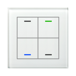 MDT BE-GTL40W.01 KNX Glass Push Button II Lite 4-fold, RGBW, neutral, White