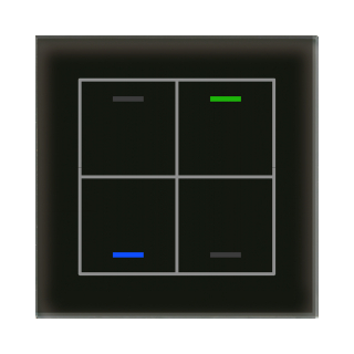 MDT BE-GTL4TS.01 KNX Glass Push Button II Lite 4-fold, RGBW, neutral, with temperature sensor, Black