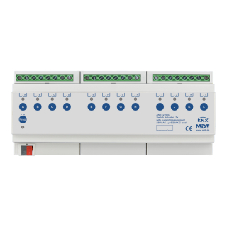 MDT AMI-1216.03 KNX Schaltaktor 12-fach, 12TE, REG,16/20A, 230VAC, C-Last mit Strommessung 200µF