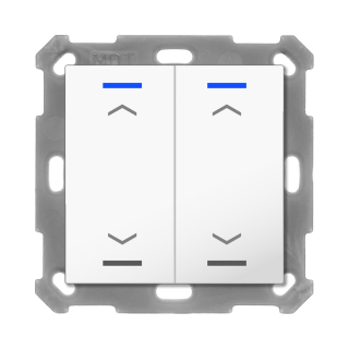 MDT BE-TAL55T2.A1 KNX Push Button Lite 55 2 gang, RGBW, blinds, with temperature sensor, White glossy finish