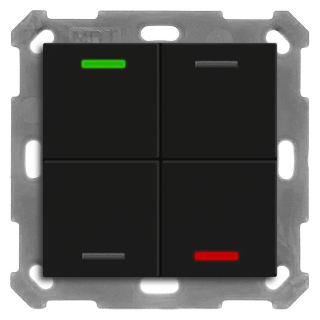 MDT BE-TAL55T406.01 KNX Taster Light 55 4-fach, RGBW, Temperatursensor, Schwarz matt, Neutral