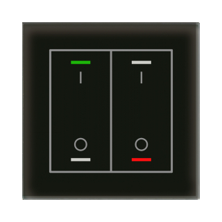 MDT BE-GTL2TS.B1S KNX Glastaster II Light 2-fach, RGBW, Temperatursensor, Schwarz, Schalten