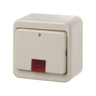 Berker 301240 Kontroll-Wippschalter mit roter Linse Aufputz weiß, glänzend