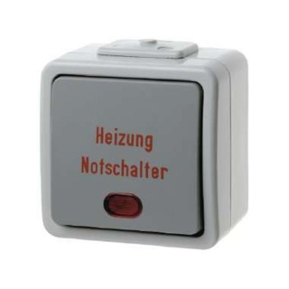 Berker 356605 Kontroll-Heizung Notschalter mit roter Linse und Aufdruck Aquatec IP44