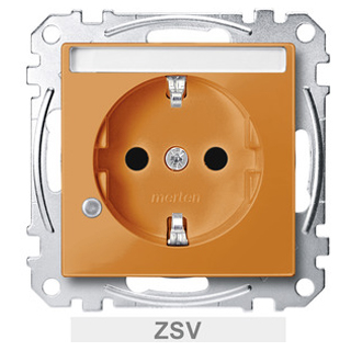 Merten MEG2303-0302 SCHUKO-Steckd. f. Sonderstromkr. m. Ko.Licht u. Schriftf., ZSV, orange, System M