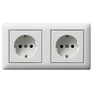 GIRA 079304 SCHUKO-Steckdose-Set 2f verdr. Standard 55 Reinweiß matt