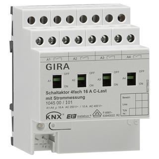 GIRA 104500 Schaltaktor 4f 16 A Hand + Strom C-Last KNX REG